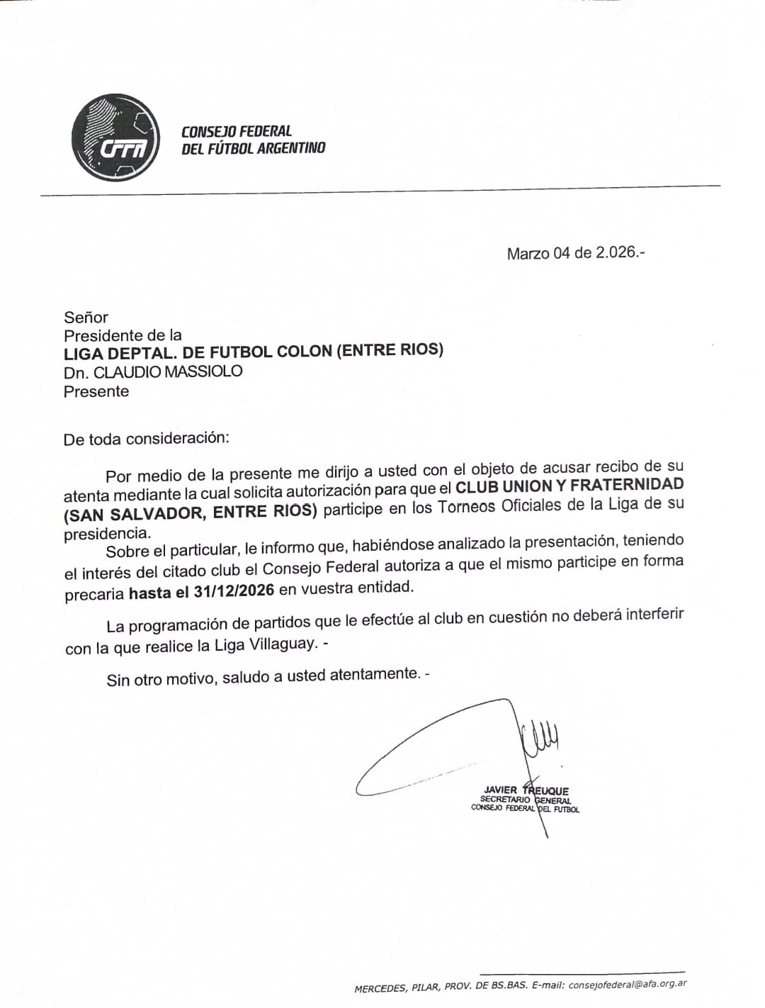 ¡Habemus autorización! El Consejo Federal dio el ok, pero la Liga de Colón define mañana el futuro de Unión