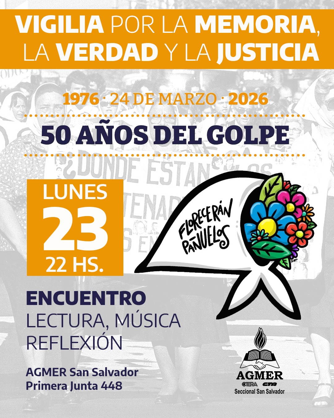Memoria, Verdad y Justicia: AGMER San Salvador convoca a una vigilia a 50 años del golpe