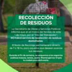 Cronograma de recolección de residuos durante el fin de semana largo